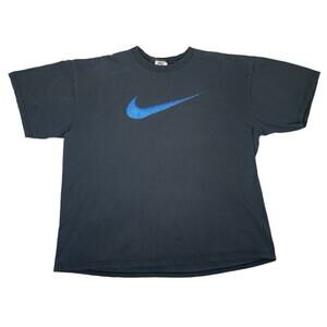 VTG 90s NIKE Mens XL Black Blue Logo Center Swoosh Faded Grunge USA